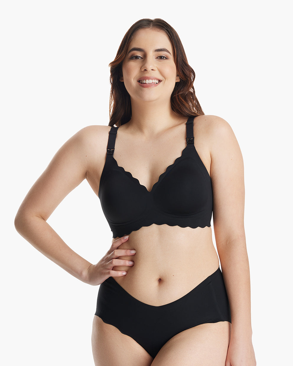 Jelly Strip - Seamless Floral Push up Nursing Bra, Black