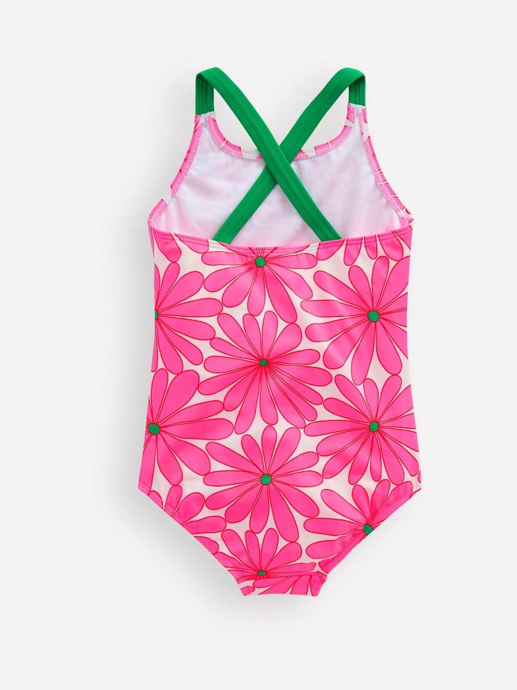 Boden Pink Cross-back Printed Swimsuit