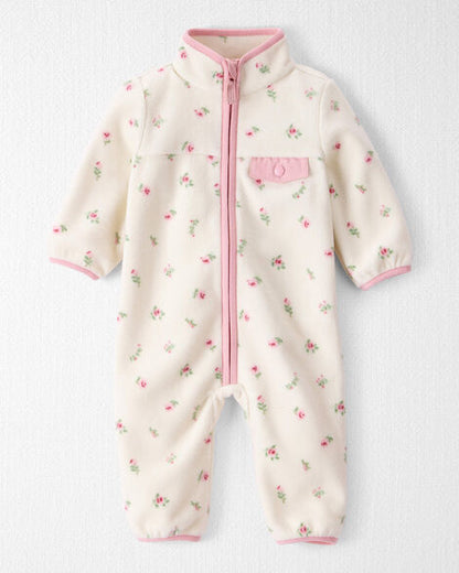 Baby Girl Recycled Microfleece Jumpsuit in Radiant Rose Print