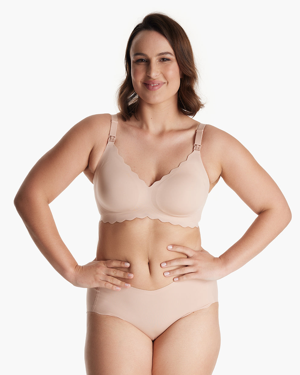 Jelly Strip - Seamless Floral Push up Nursing Bra, Oyster Pink