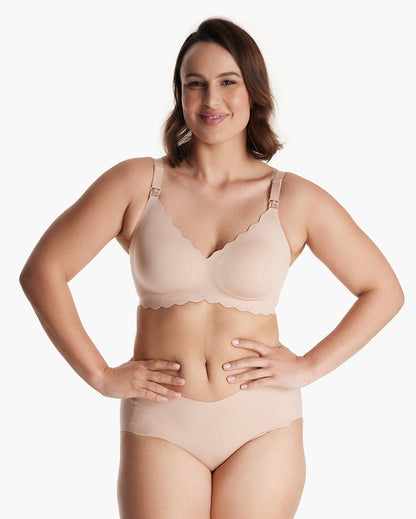 Jelly Strip - Seamless Floral Push up Nursing Bra, Oyster Pink