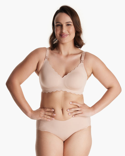 Jelly Strip - Seamless Floral Push up Nursing Bra, Oyster Pink