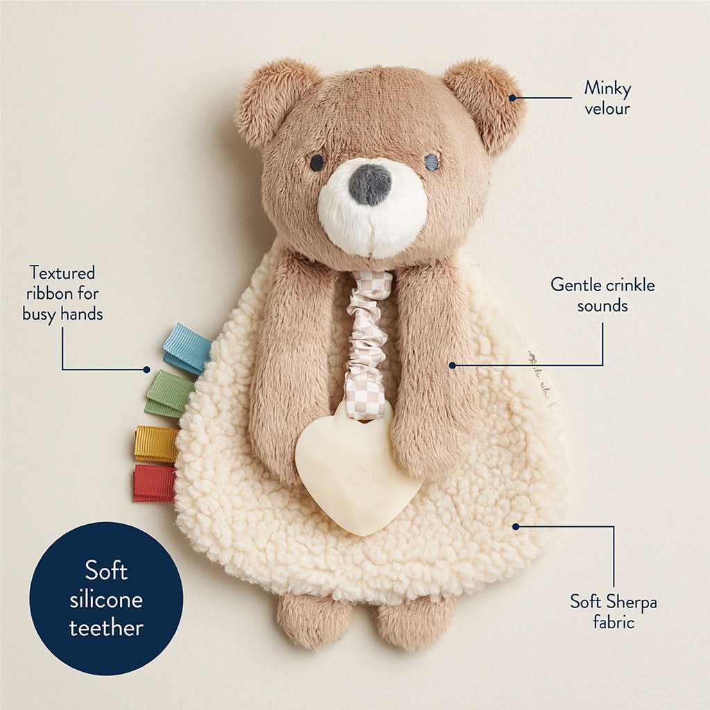 Itzy Lovey™ Plush and Teether Toy | Theo the Bear