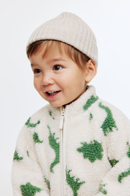 Green Dino Teddy Fleece Jacket
