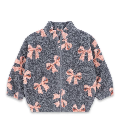 Sherpa Grey Bow Fleece Jacket