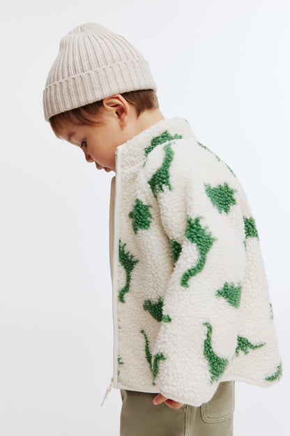 Green Dino Teddy Fleece Jacket
