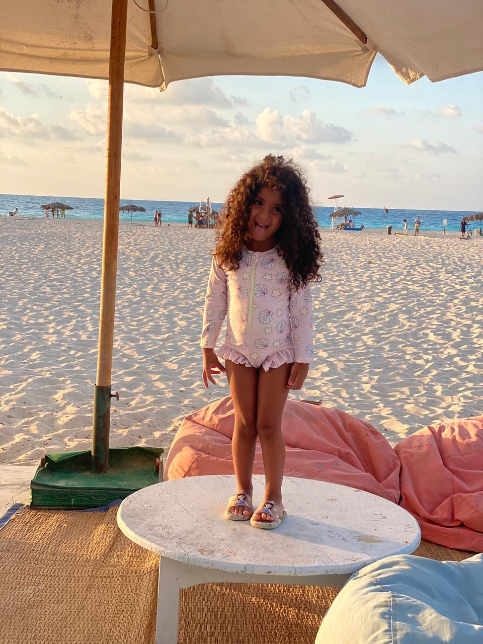 Mermaid Drift – Lavender Seashell Rashguard Swimsuit With Ruffles🧜‍♀️