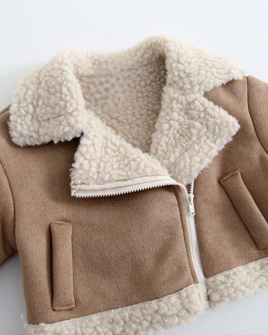 Khaki Faux Leather Zip-Up Jacket