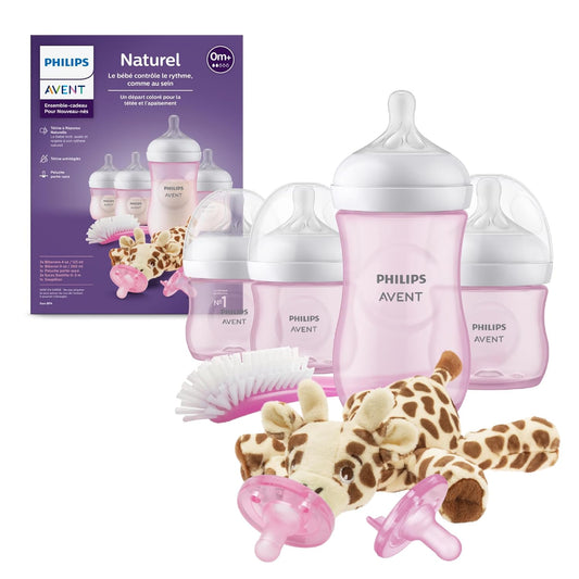 Philips Avent Natural Baby Bottle, Pink Baby Gift Set with Snuggle