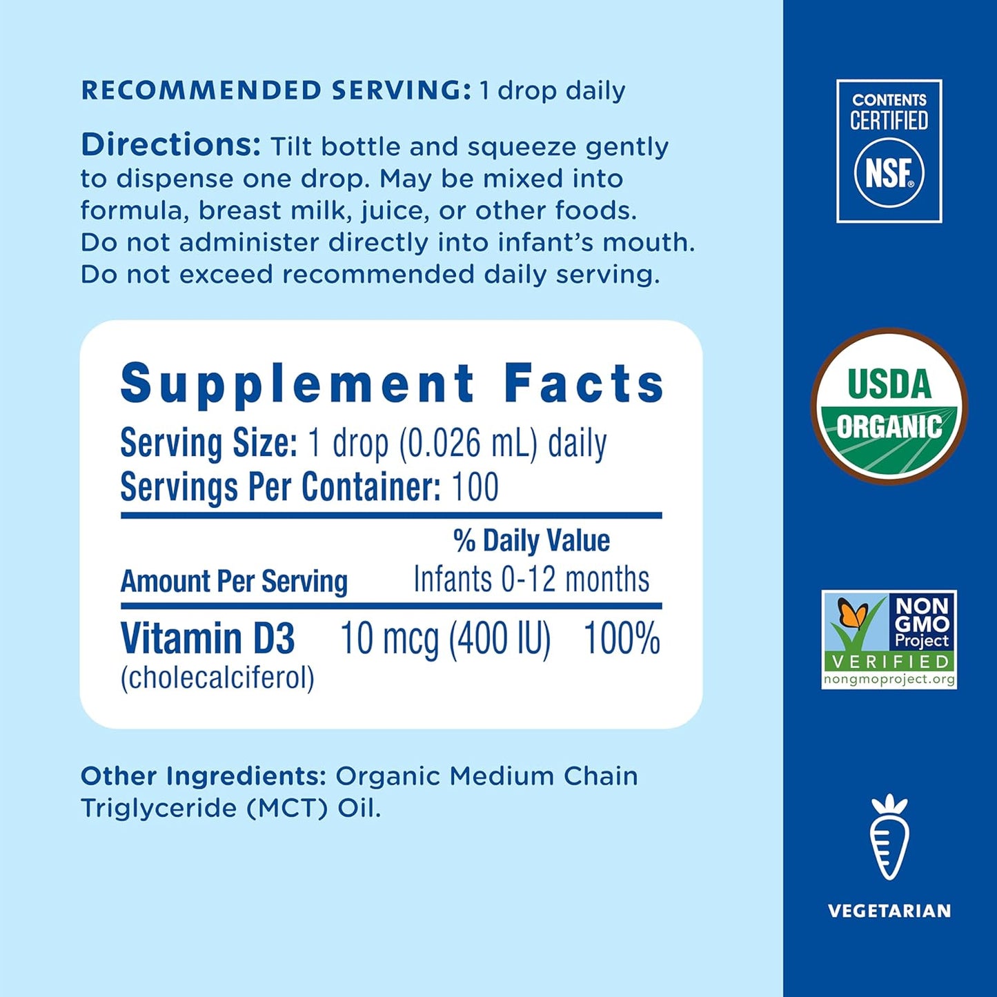 Mommy's Bliss Organic Drops No Artificial Color, Vitamin D