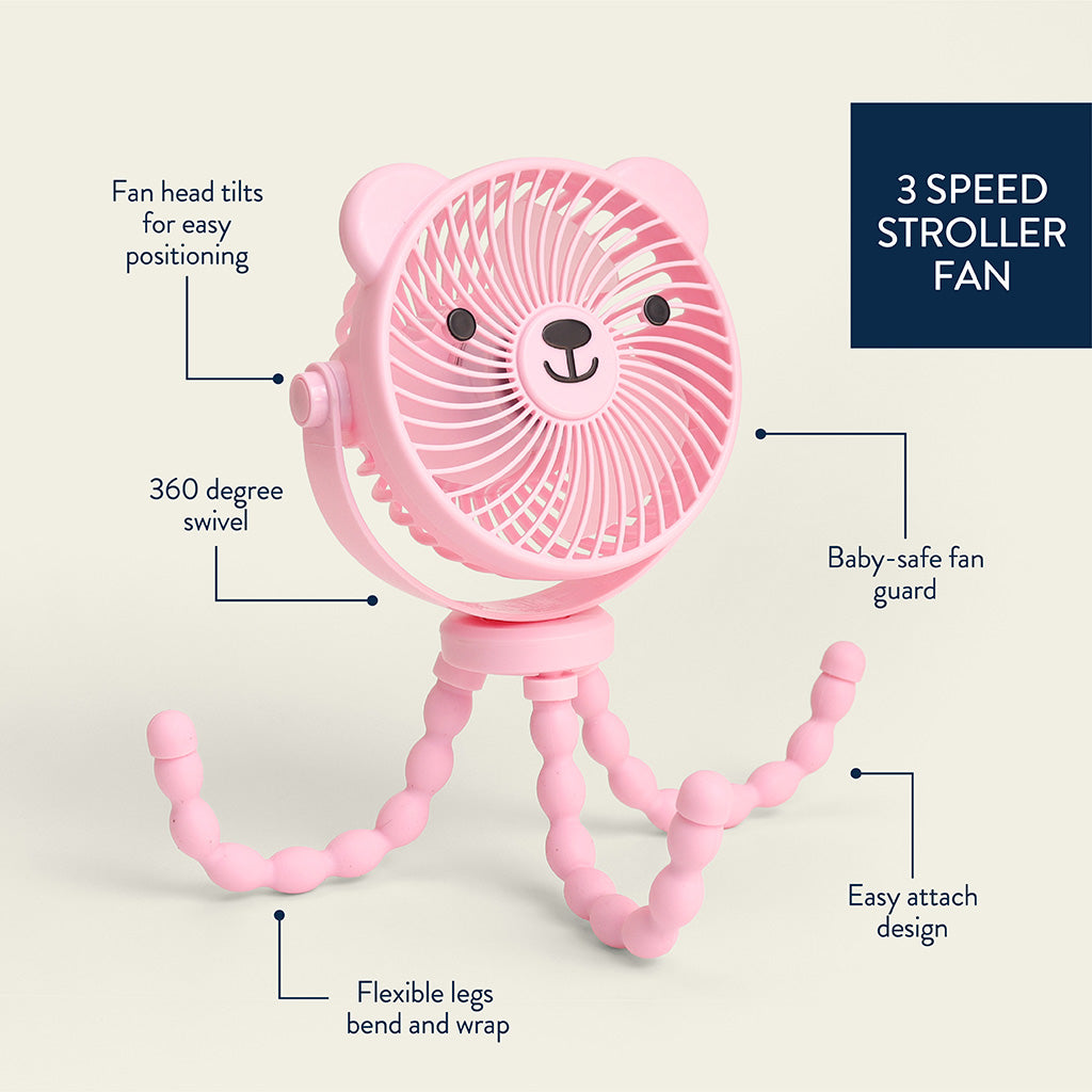 Itzy Breeze 3-Speed Stroller Fan | Pink