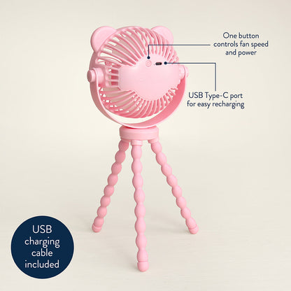 Itzy Breeze 3-Speed Stroller Fan | Pink