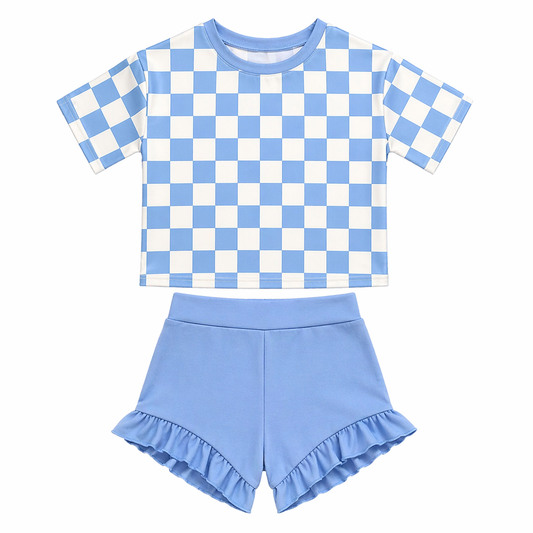 Blue Checkerboard 2pcs Set