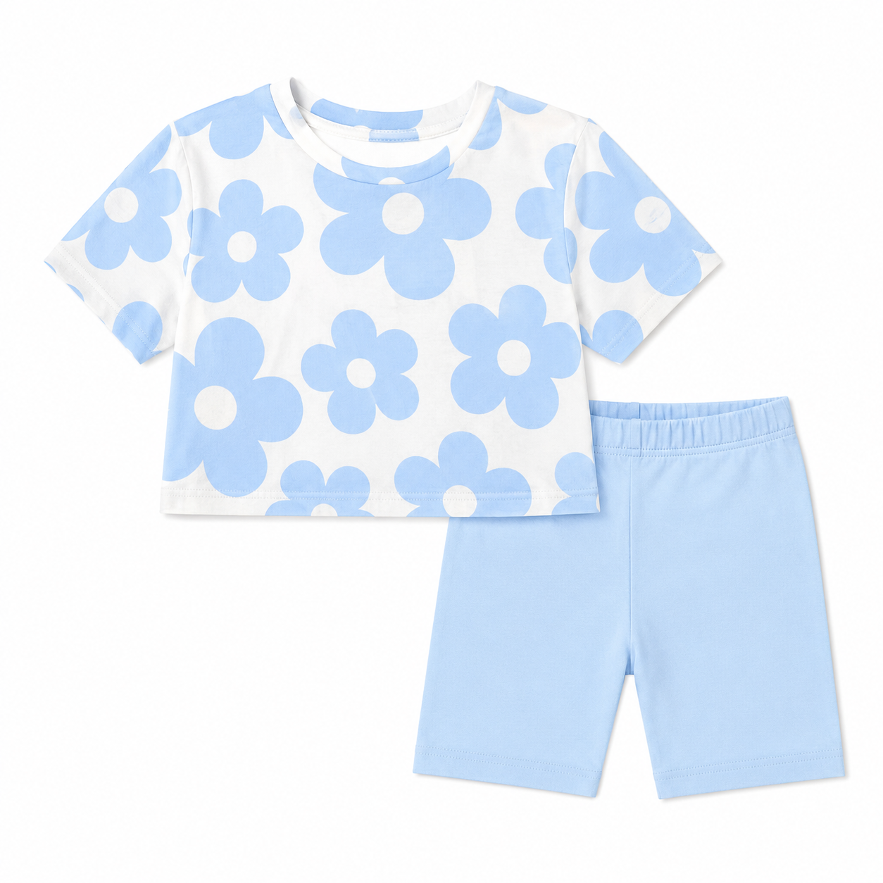 Blue Blossom Biker Short Set