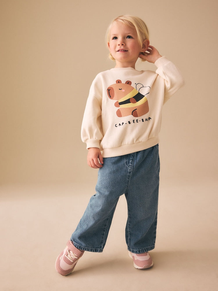 Cream Capybara Crew Neck Sweatshirt (3mths-7yrs)