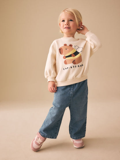 Cream Capybara Crew Neck Sweatshirt (3mths-7yrs)