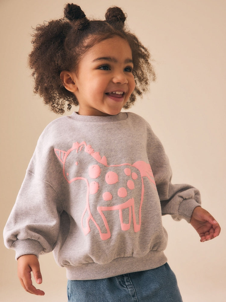 Grey Unicorn Crew Neck Sweatshirt (3mths-7yrs)