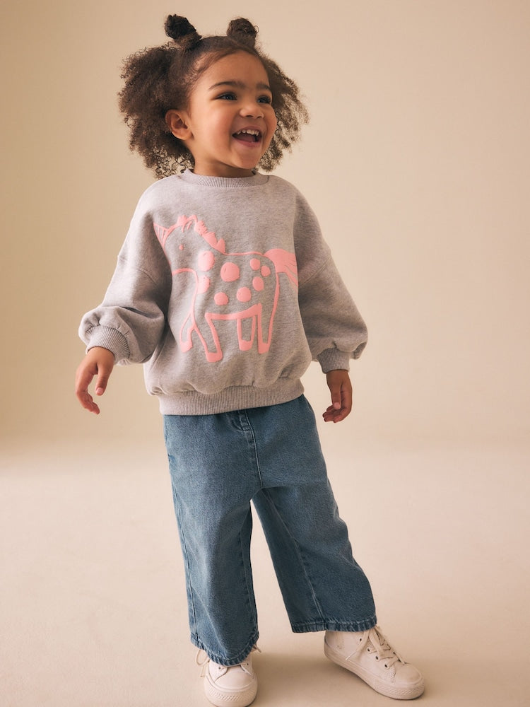 Grey Unicorn Crew Neck Sweatshirt (3mths-7yrs)