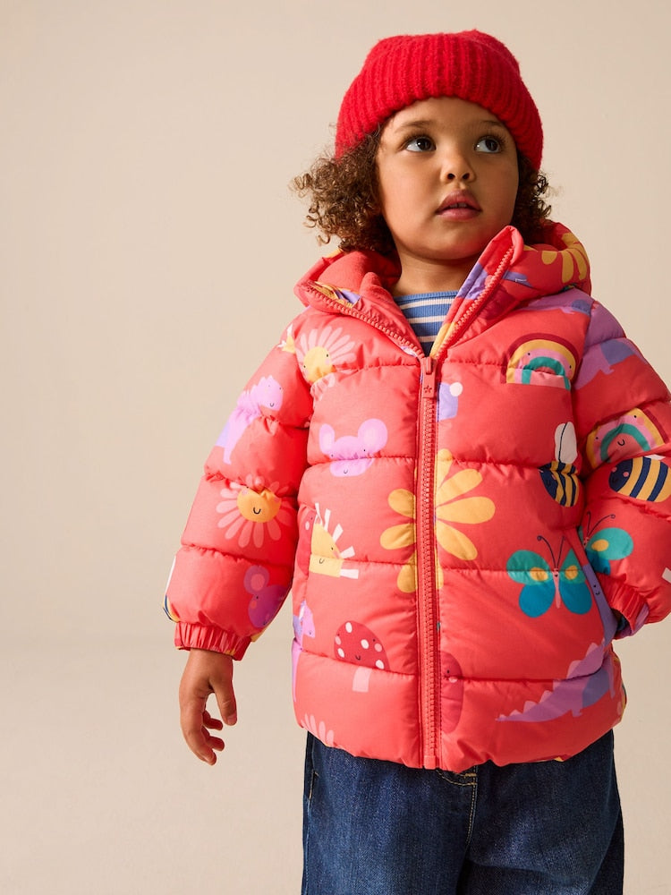 Navy Character Shower Resistant Fleece Lined Hooded Padded Coat (3mths-7yrs)