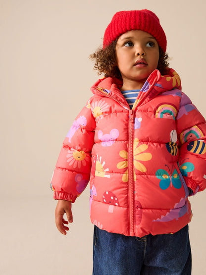 Navy Character Shower Resistant Fleece Lined Hooded Padded Coat (3mths-7yrs)