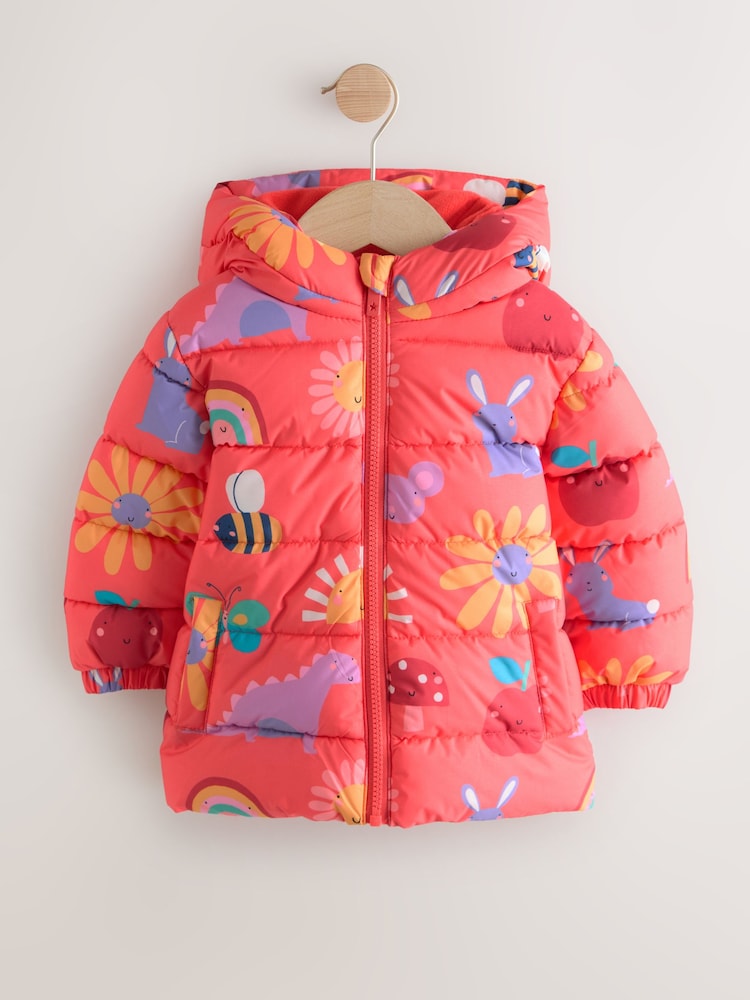 Navy Character Shower Resistant Fleece Lined Hooded Padded Coat (3mths-7yrs)