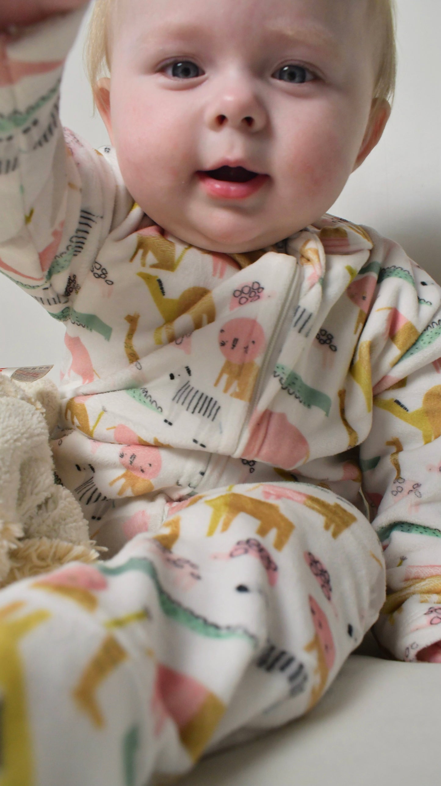 Pink Animal Forest 2-way zipper Fleece Onesie