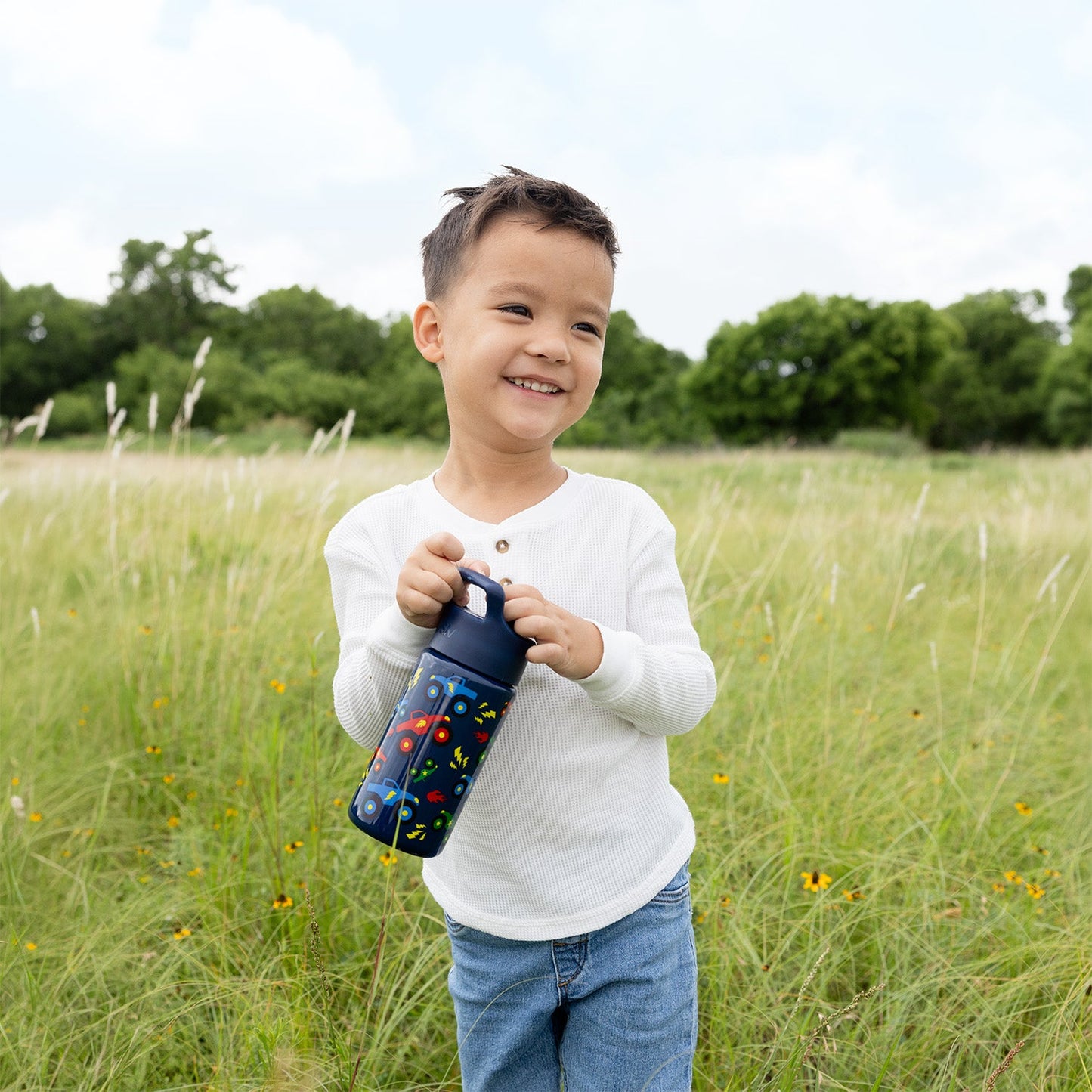 Summit Kids Water Bottle with Straw Lid, Sage Florals