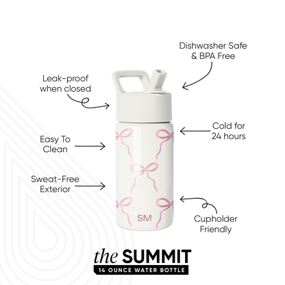 Summit Kids Water Bottle with Straw Lid, Bows