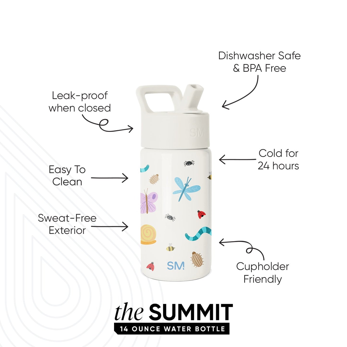 Summit Kids Water Bottle with Straw Lid, Cute Critters