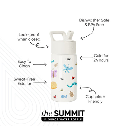 Summit Kids Water Bottle with Straw Lid, Cute Critters