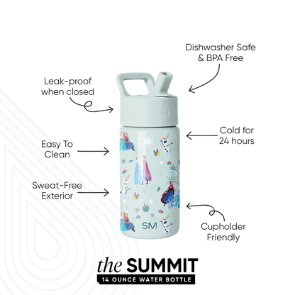 Summit Kids Water Bottle with Straw Lid, Frozen Swirls