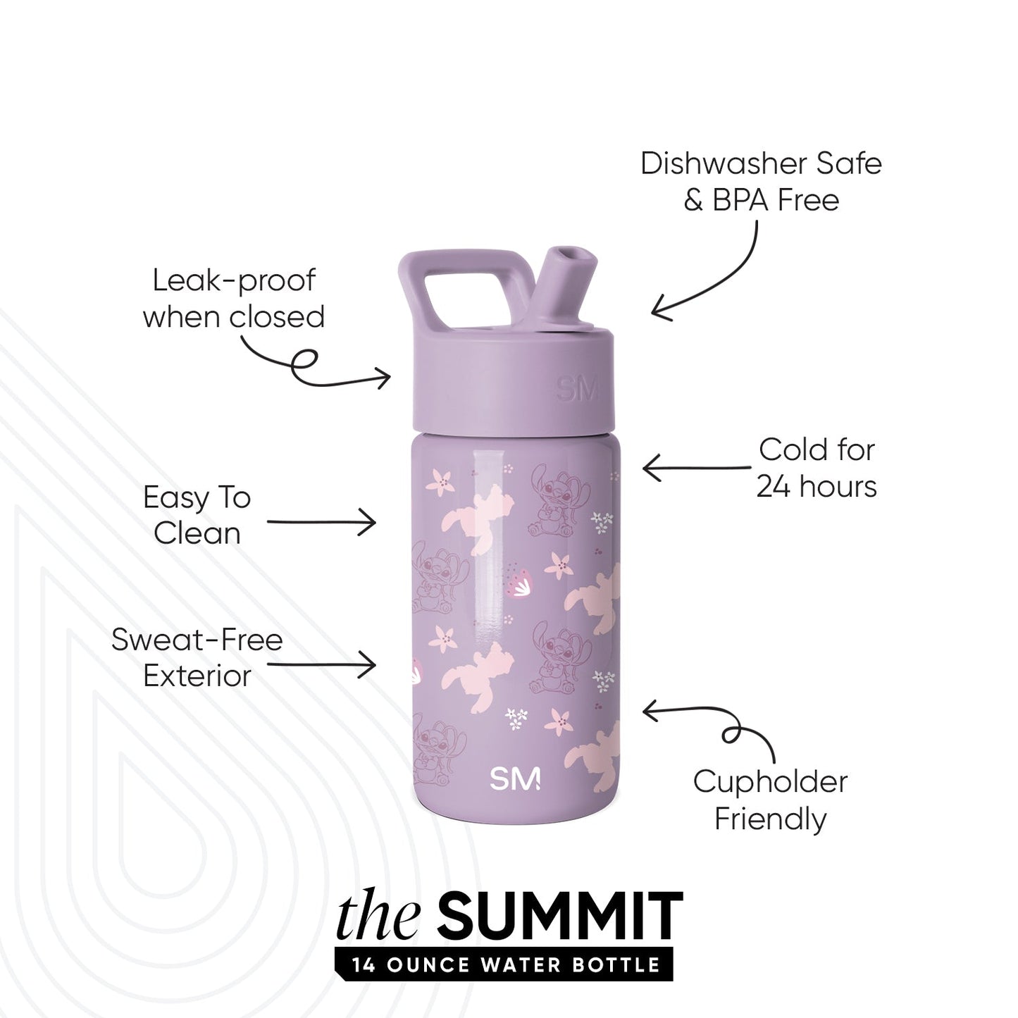 Summit Kids Water Bottle with Straw Lid, Stitch Experiment 624