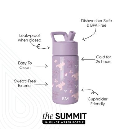 Summit Kids Water Bottle with Straw Lid, Stitch Experiment 624
