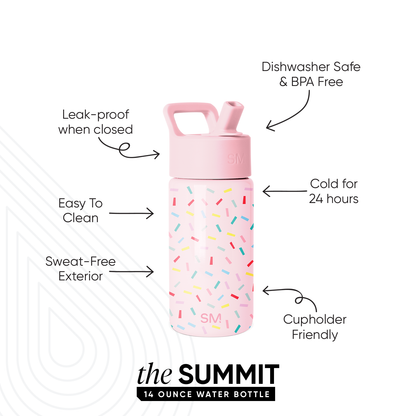Summit Kids Water Bottle with Straw Lid, Confetti