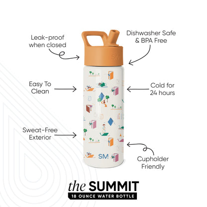 Summit Kids Water Bottle with Straw Lid, Book Club
