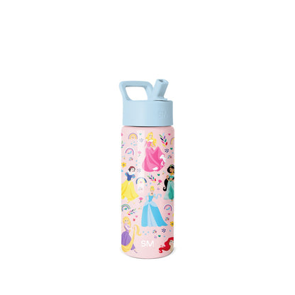 Summit Kids Water Bottle with Straw Lid, Princess Rainbows