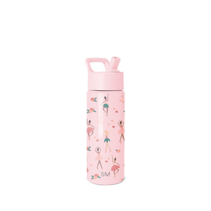 Summit Kids Water Bottle with Straw Lid, Pink Ballerina