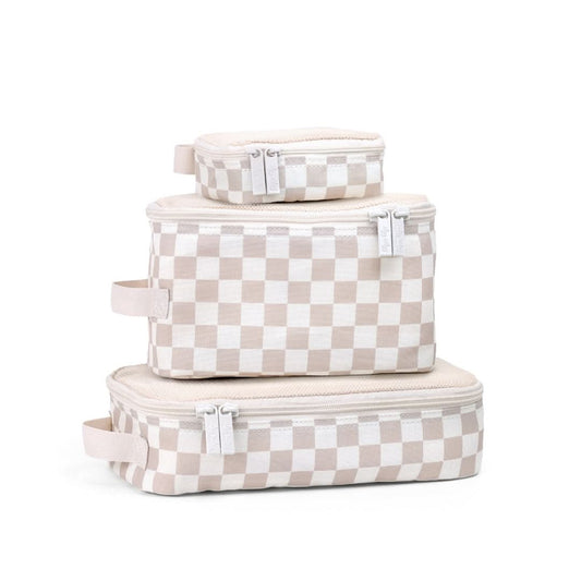 Taupe Checkerboard Packing Cubes
