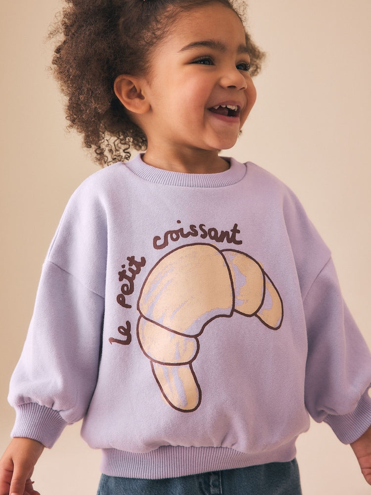Lilac Purple Crossiant Crew Neck Sweatshirt (3mths-7yrs)