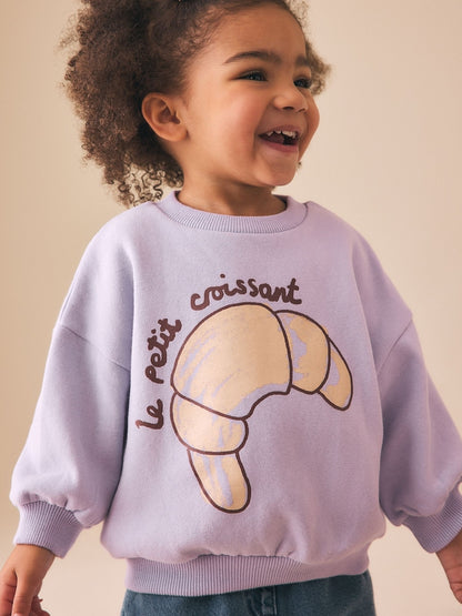 Lilac Purple Crossiant Crew Neck Sweatshirt (3mths-7yrs)