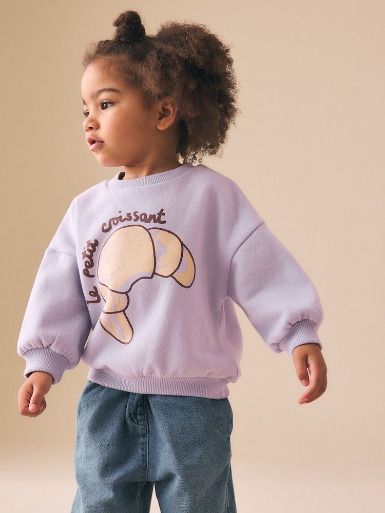 Lilac Purple Crossiant Crew Neck Sweatshirt (3mths-7yrs)