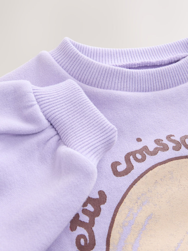 Lilac Purple Crossiant Crew Neck Sweatshirt (3mths-7yrs)
