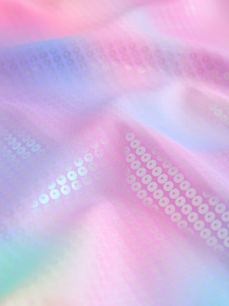 Pink Rainbow Foil Sequin Scoop Neck Swimsuit (3-16yrs)