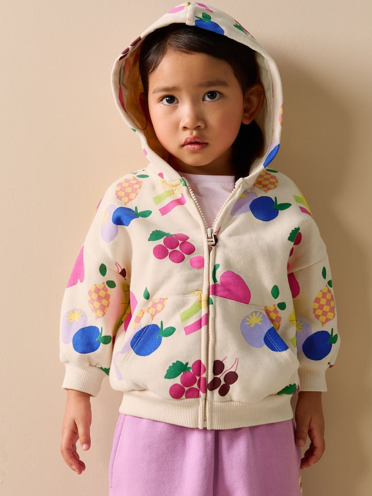 Cream Fruit Zip Through Hoodie (3mths-7yrs)