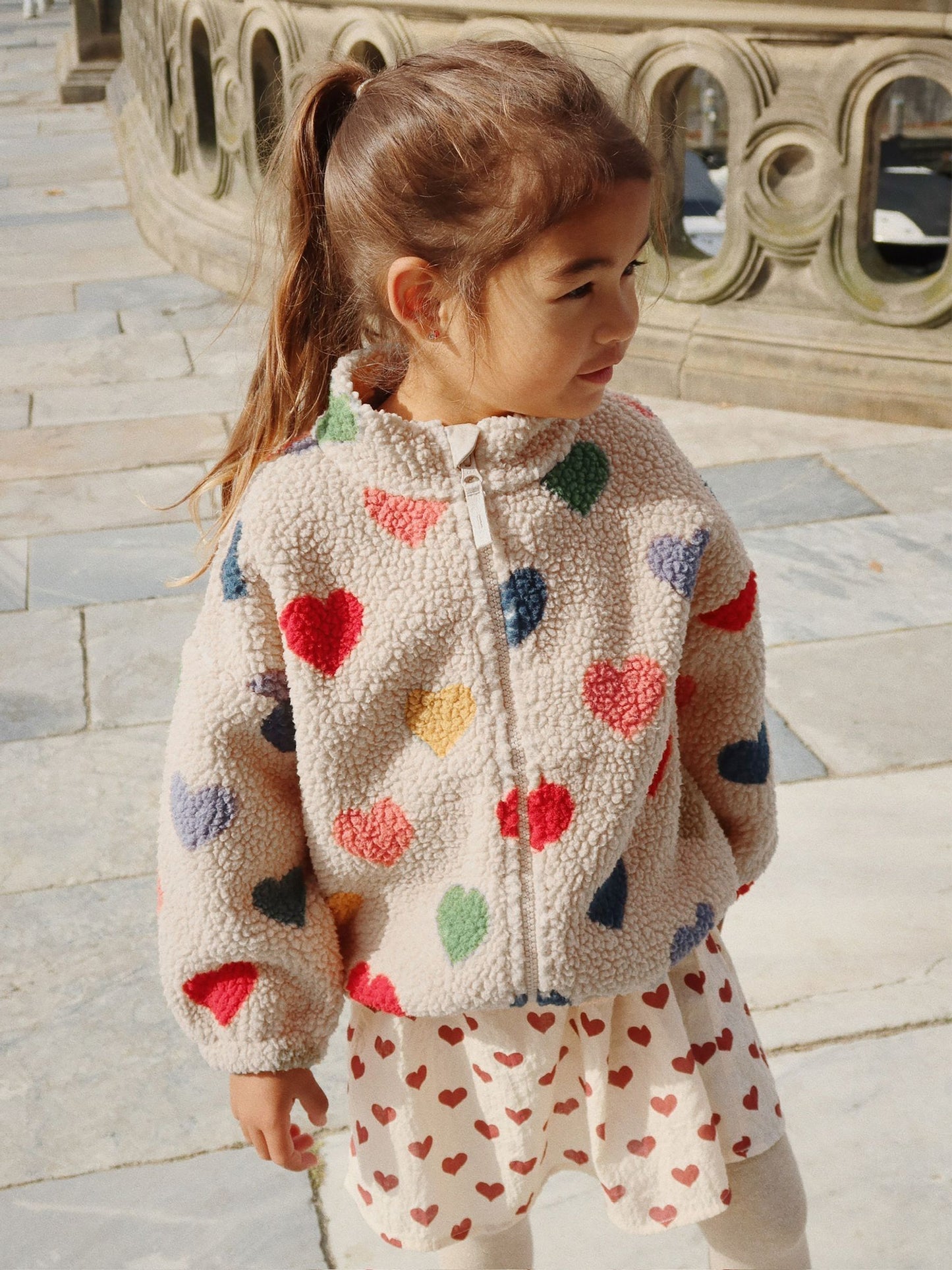 Sherpa Rainbow Hearts Fleece Jacket