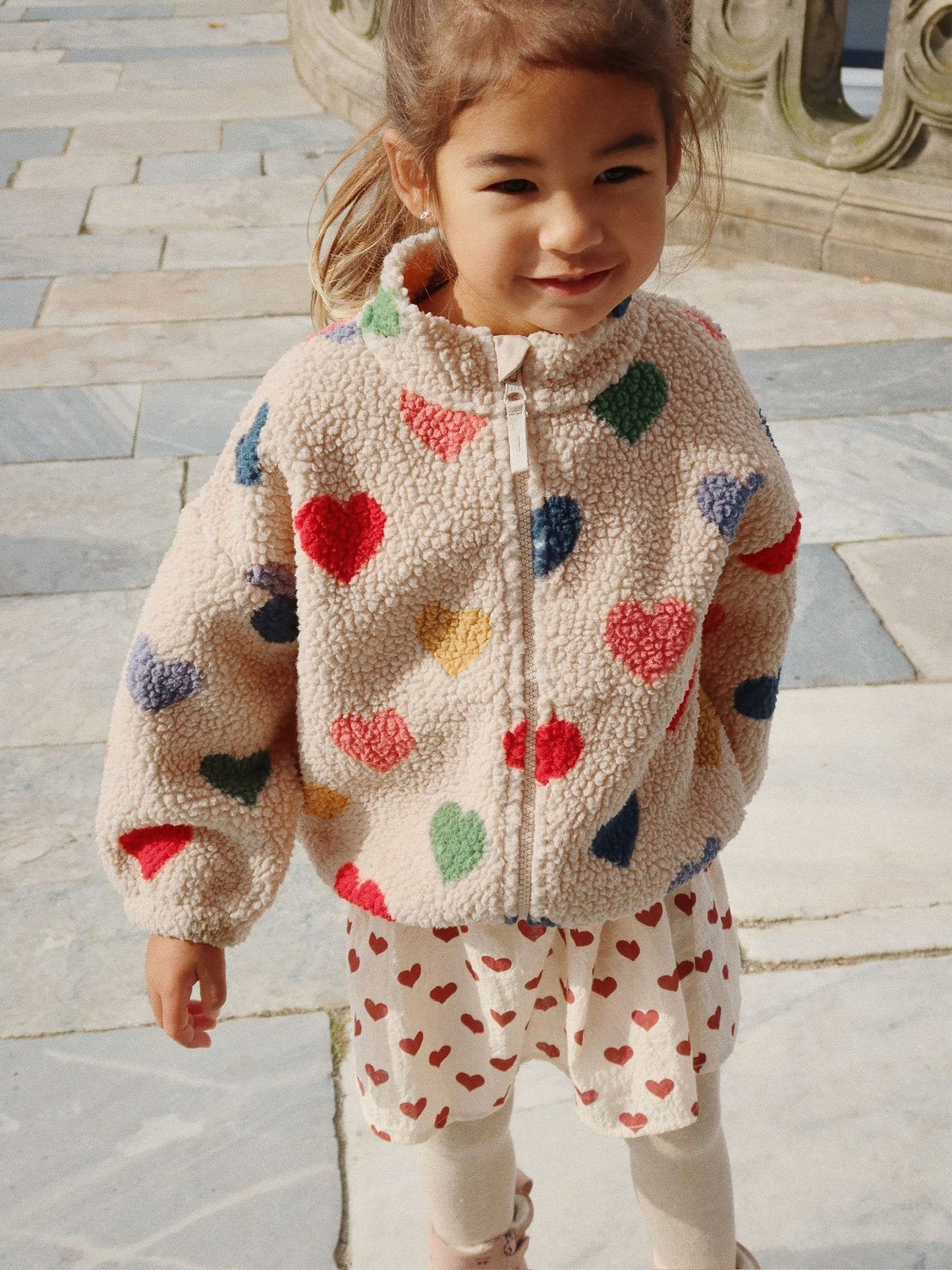 Sherpa Rainbow Hearts Fleece Jacket