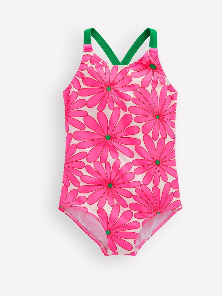 Boden Pink Cross-back Printed Swimsuit