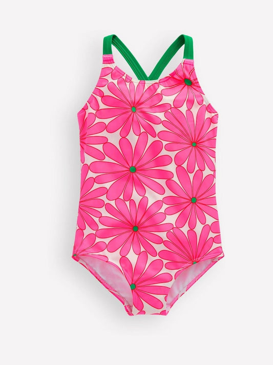 Boden Pink Cross-back Printed Swimsuit