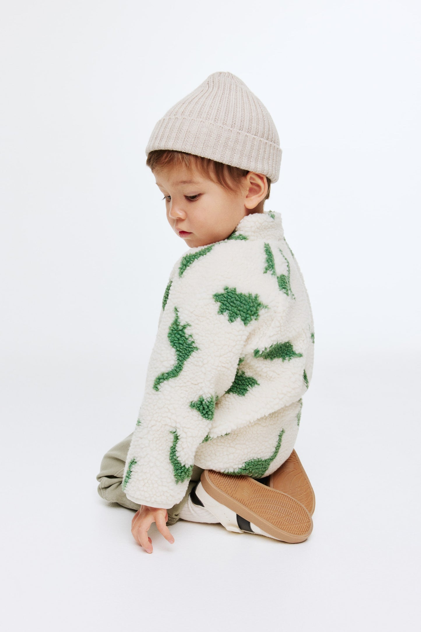 Green Dino Teddy Fleece Jacket
