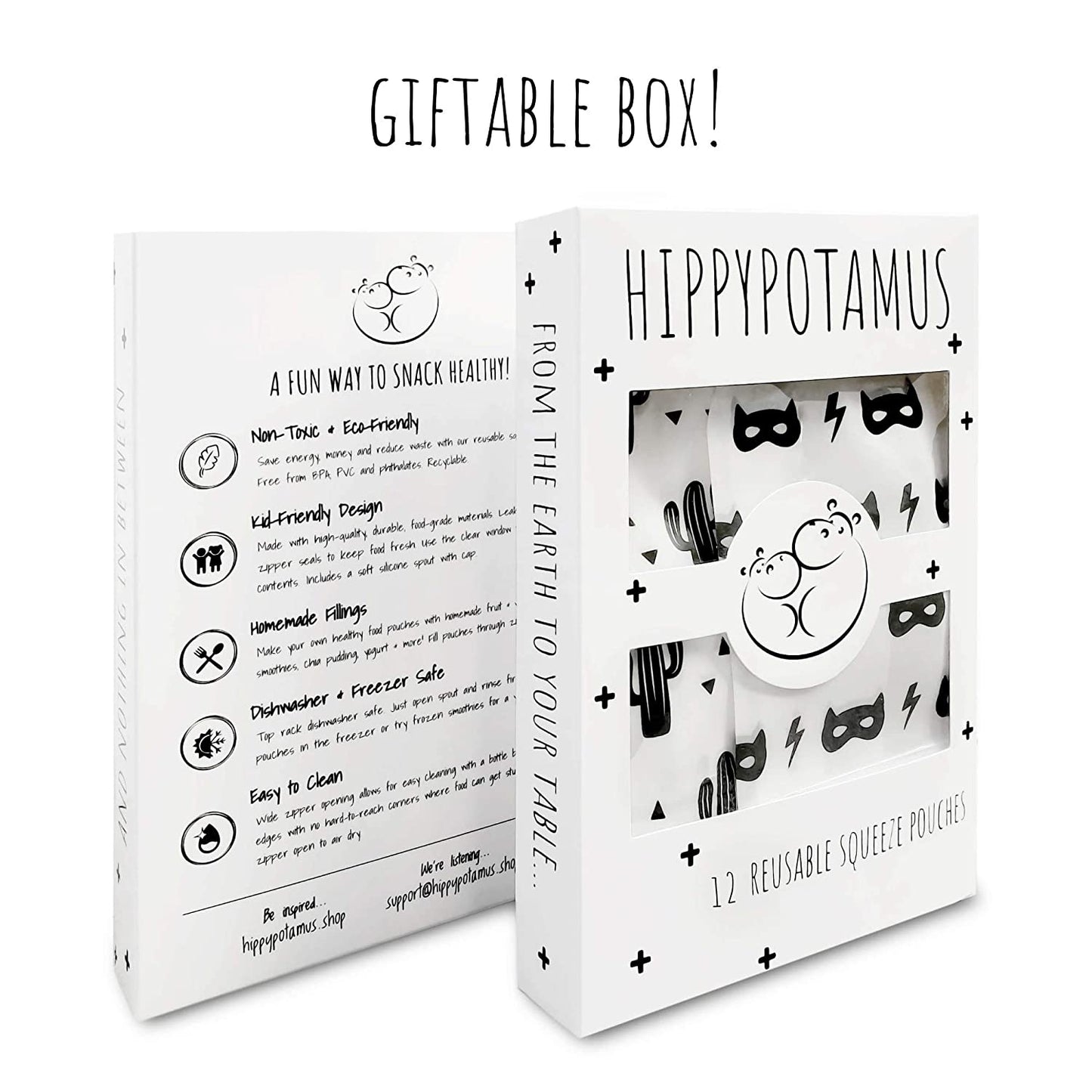 Hippypotamus Reusable Baby Food Pouches